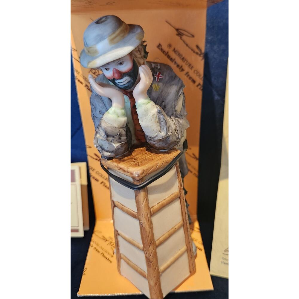 Vintage Flambro Emmett Kelly Jr. "Why Me?" Porcelain Clown Figurine Miniature